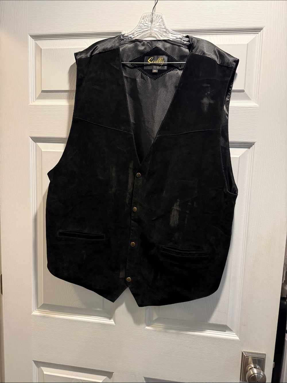 Scully Black Suede Men's Vest with Brass-Tone Buttons